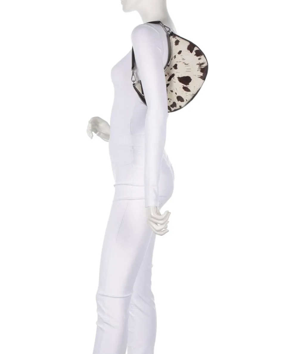 Helia Schultertasche Fell, fein genarbtes Rindsleder weiß/schwarz